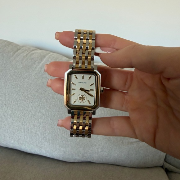 Tory Burch Robinson Two-Tone Rectangular Watch - Picture 1 of 6